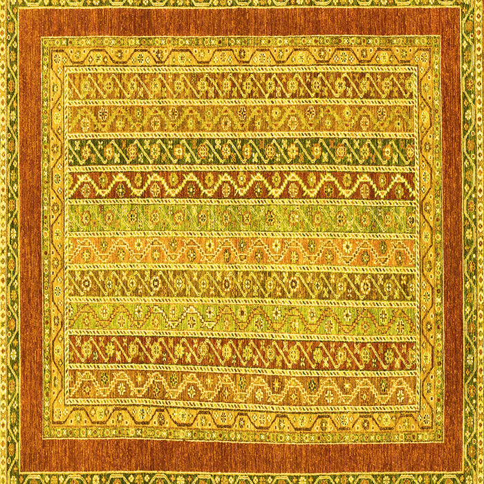 Square Machine Washable Oriental Yellow Modern Rug, wshabs2412yw