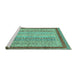 Sideview of Machine Washable Oriental Turquoise Modern Area Rugs, wshabs2412turq