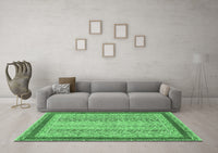 Machine Washable Oriental Emerald Green Modern Rug, wshabs2412emgrn