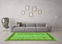 Machine Washable Oriental Green Modern Rug, wshabs2412grn