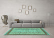 Machine Washable Oriental Turquoise Modern Area Rugs in a Living Room,, wshabs2412turq