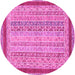 Round Machine Washable Oriental Pink Modern Rug, wshabs2412pnk