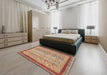 Abstract Brown Oriental Rug in a Bedroom, abs2412