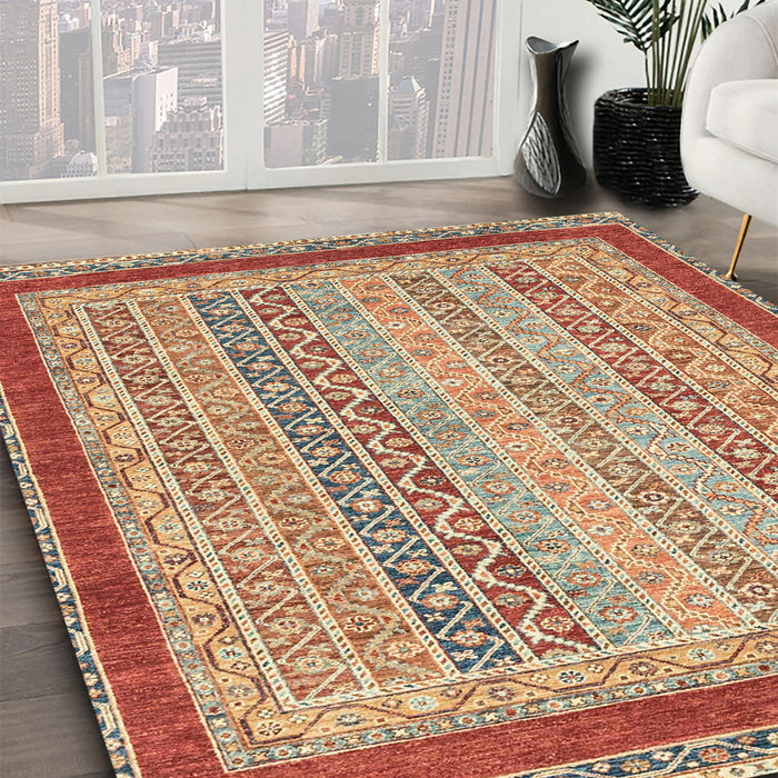 Machine Washable Abstract Brown Sugar Brown Rug in a Family Room, wshabs2412