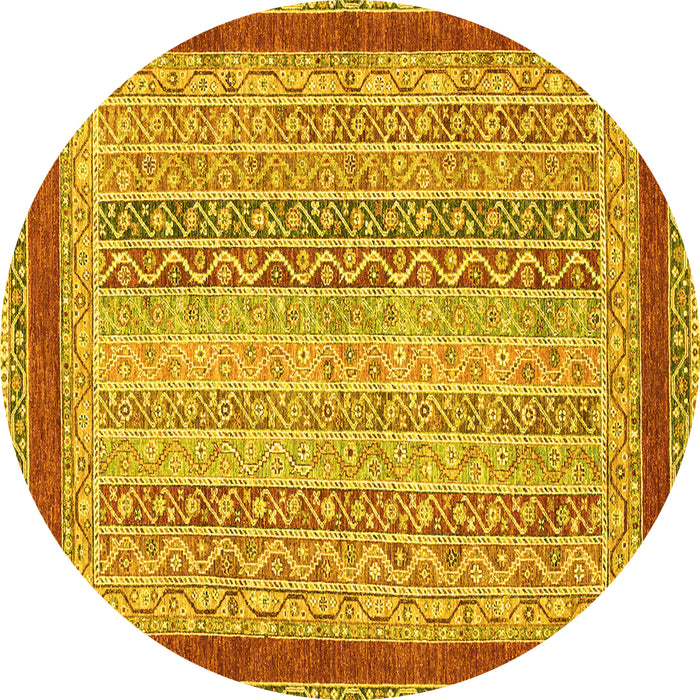 Round Oriental Yellow Modern Rug, abs2412yw