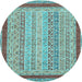 Round Oriental Light Blue Modern Rug, abs2412lblu