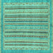 Square Machine Washable Oriental Turquoise Modern Area Rugs, wshabs2413turq