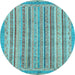 Round Oriental Light Blue Modern Rug, abs2413lblu