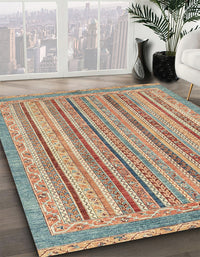 Abstract Gold Brown Oriental Rug, abs2413