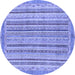 Round Machine Washable Oriental Blue Modern Rug, wshabs2413blu