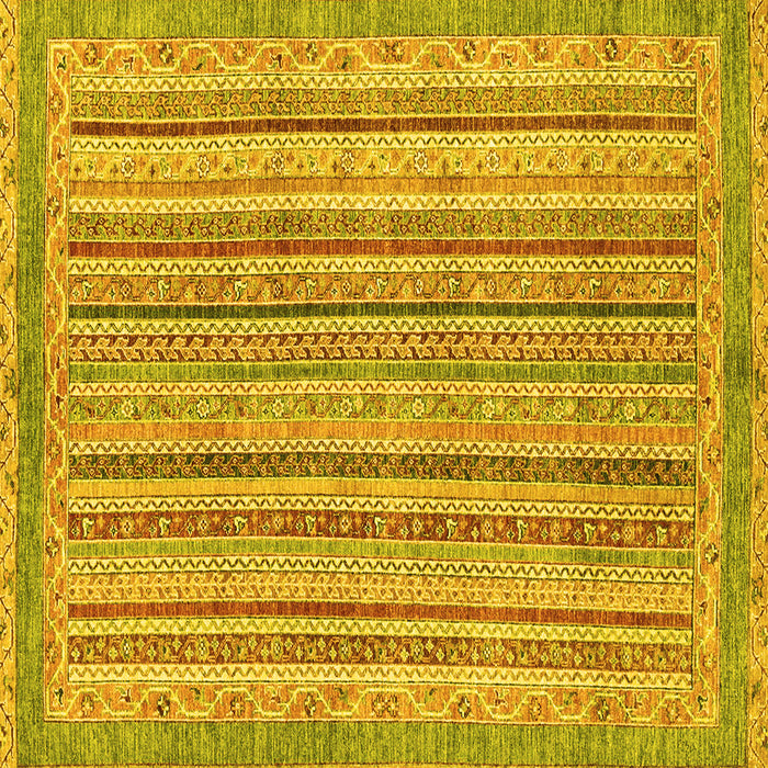 Square Machine Washable Oriental Yellow Modern Rug, wshabs2413yw