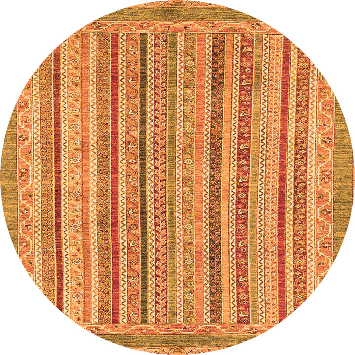 Round Machine Washable Oriental Orange Modern Area Rugs, wshabs2413org