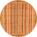 Round Machine Washable Oriental Orange Modern Area Rugs, wshabs2413org