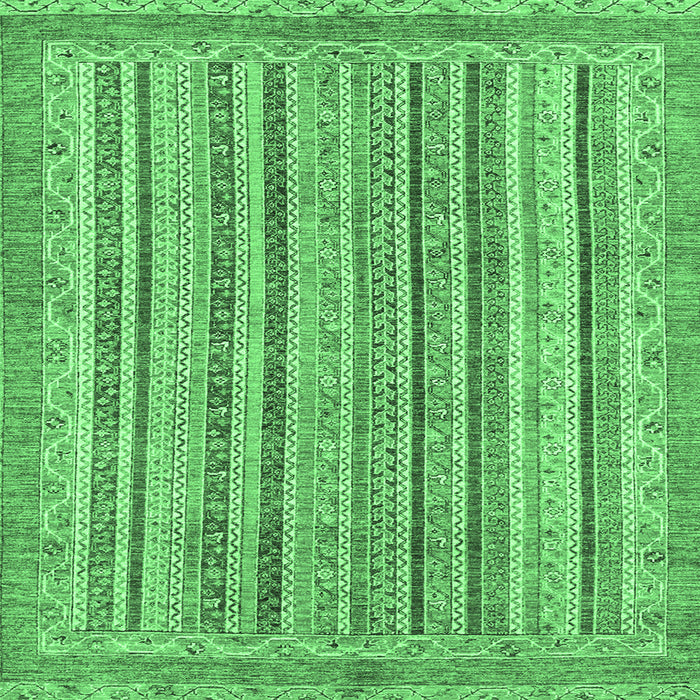 Square Machine Washable Oriental Emerald Green Modern Area Rugs, wshabs2413emgrn