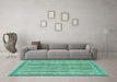 Machine Washable Oriental Turquoise Modern Area Rugs in a Living Room,, wshabs2413turq