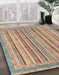 Abstract Gold Brown Oriental Rug in Family Room, abs2413