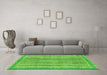 Machine Washable Oriental Green Modern Area Rugs in a Living Room,, wshabs2413grn