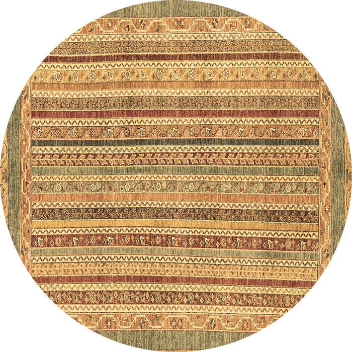 Round Machine Washable Oriental Brown Modern Rug, wshabs2413brn