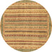 Round Machine Washable Oriental Brown Modern Rug, wshabs2413brn