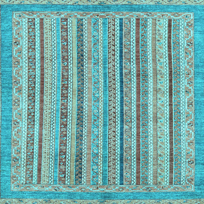 Square Machine Washable Oriental Light Blue Modern Rug, wshabs2413lblu