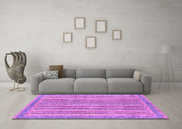 Machine Washable Oriental Purple Modern Area Rugs in a Living Room, wshabs2413pur