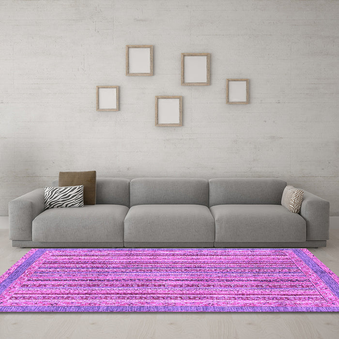 Machine Washable Oriental Purple Modern Area Rugs in a Living Room, wshabs2413pur