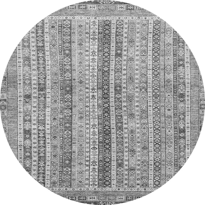 Round Machine Washable Oriental Gray Modern Rug, wshabs2414gry