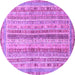 Round Machine Washable Oriental Purple Modern Area Rugs, wshabs2414pur