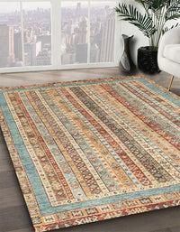 Abstract Gold Brown Oriental Rug, abs2414