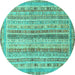 Round Oriental Turquoise Modern Rug, abs2414turq