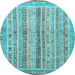 Round Oriental Light Blue Modern Rug, abs2414lblu