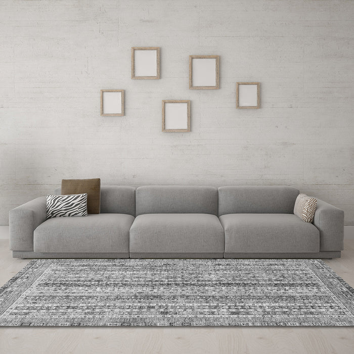 Machine Washable Oriental Gray Modern Rug in a Living Room,, wshabs2414gry