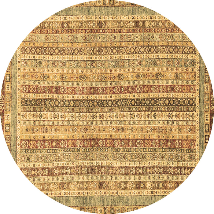Round Machine Washable Oriental Brown Modern Rug, wshabs2414brn