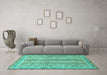 Machine Washable Oriental Turquoise Modern Area Rugs in a Living Room,, wshabs2414turq