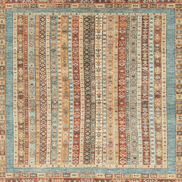 Square Abstract Gold Brown Oriental Rug, abs2414