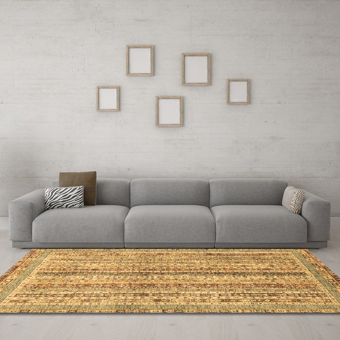 Machine Washable Oriental Brown Modern Rug in a Living Room,, wshabs2414brn
