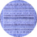 Round Machine Washable Oriental Blue Modern Rug, wshabs2414blu