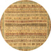 Round Oriental Brown Modern Rug, abs2414brn