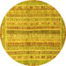 Round Oriental Yellow Modern Rug, abs2414yw