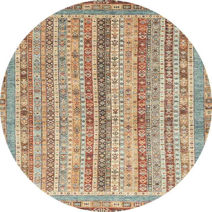 Round Machine Washable Abstract Gold Brown Rug, wshabs2414