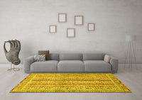 Machine Washable Oriental Yellow Modern Rug, wshabs2414yw