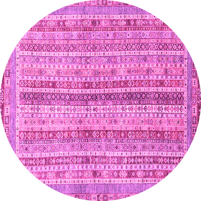 Round Machine Washable Oriental Pink Modern Rug, wshabs2414pnk