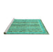 Sideview of Machine Washable Oriental Turquoise Modern Area Rugs, wshabs2414turq