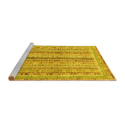 Sideview of Machine Washable Oriental Yellow Modern Rug, wshabs2414yw
