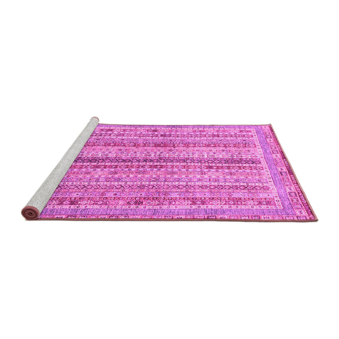 Sideview of Machine Washable Oriental Pink Modern Rug, wshabs2414pnk