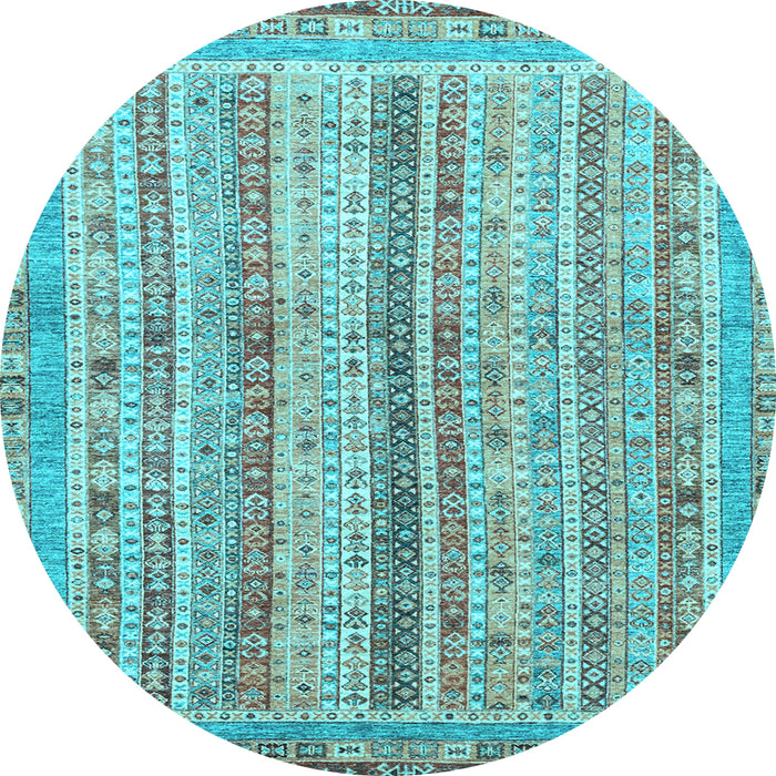 Round Machine Washable Oriental Light Blue Modern Rug, wshabs2414lblu