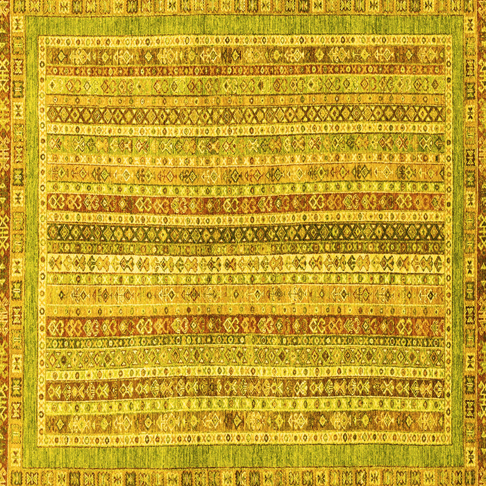 Square Machine Washable Oriental Yellow Modern Rug, wshabs2414yw