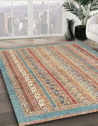 Abstract Gold Brown Oriental Rug, abs2415