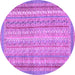 Round Machine Washable Oriental Purple Modern Area Rugs, wshabs2415pur