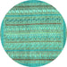 Round Oriental Turquoise Modern Rug, abs2415turq